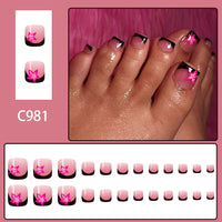 No.627 Black Flower Toenails Patch 24pcs/Set