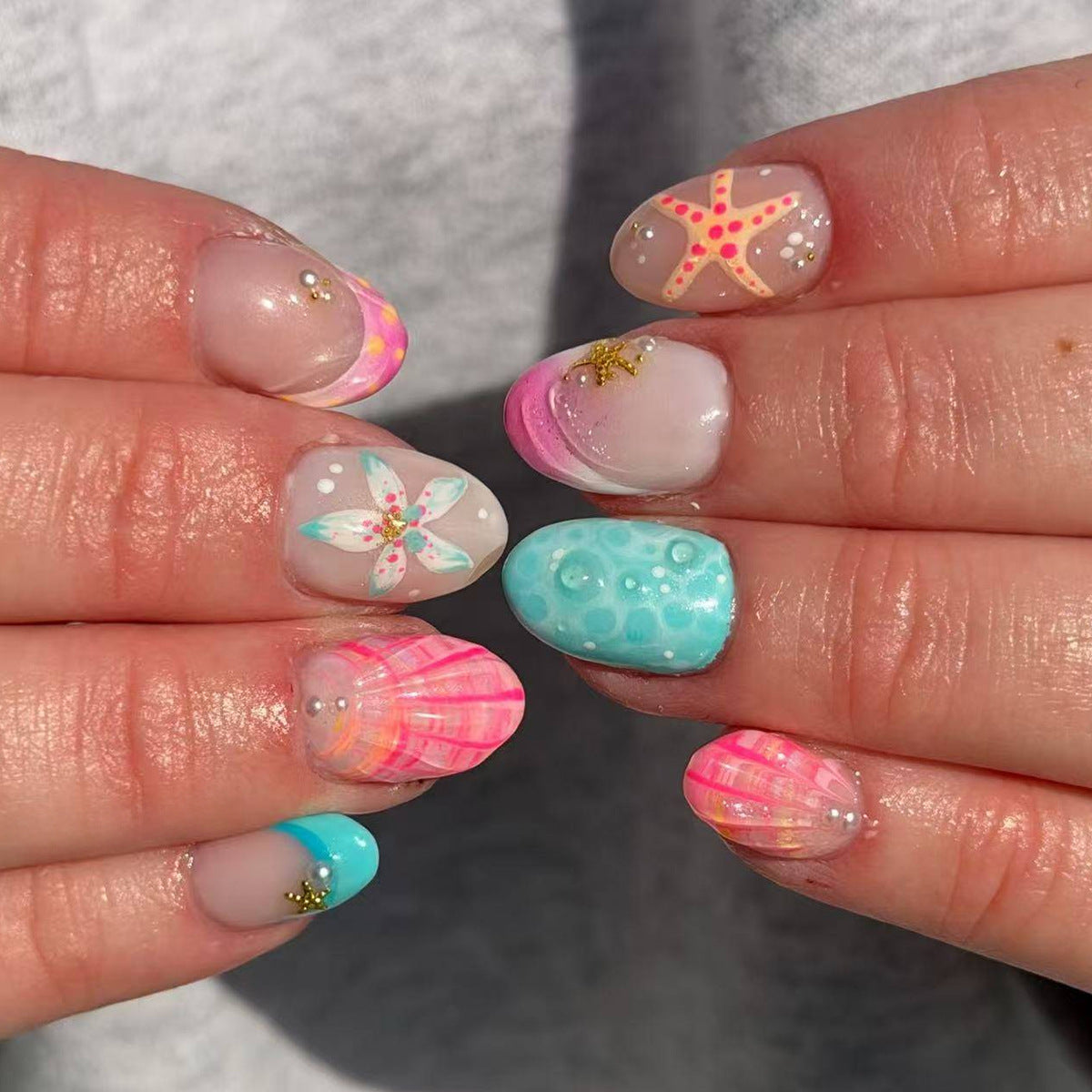 No.BH66 Beach Fingernails Patch 24pcs/Set