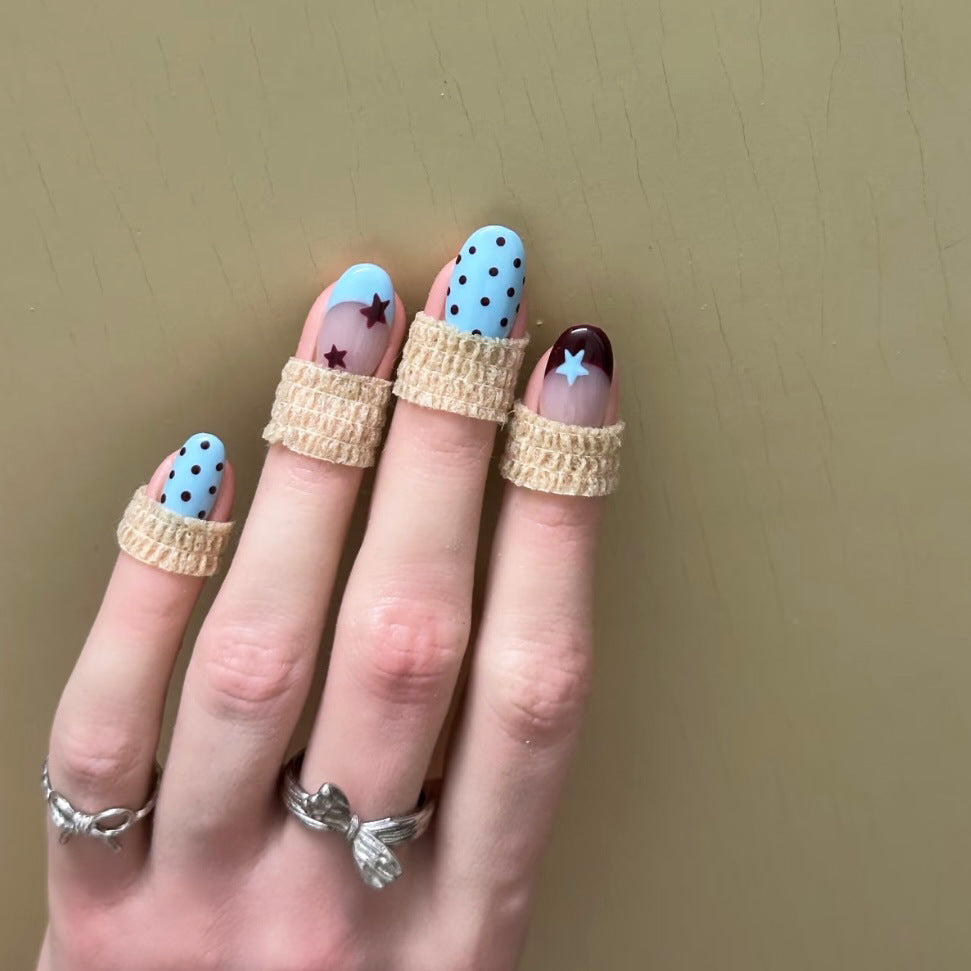 No.F802 Cute Blue Fingernails Patch 24pcs/Set