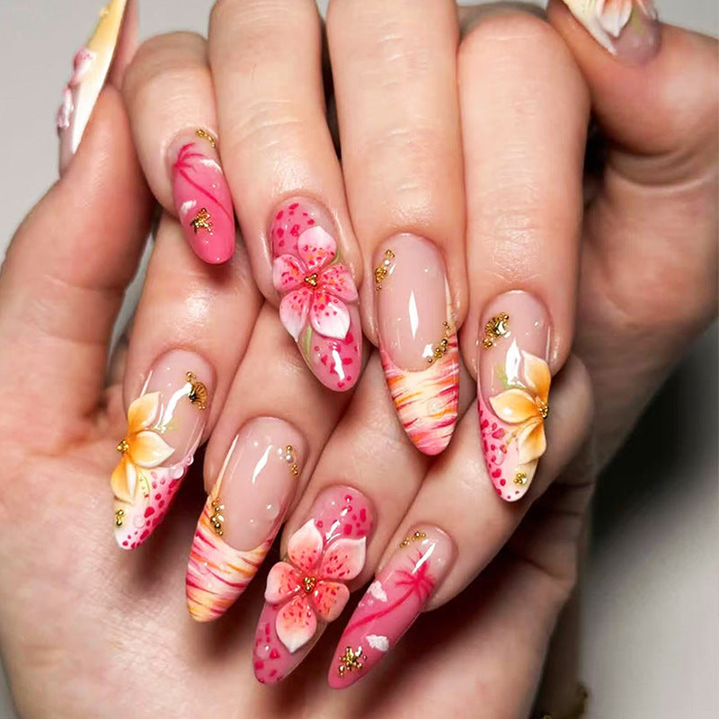 No.BH73 Flower Fingernails Patch 24pcs/Set