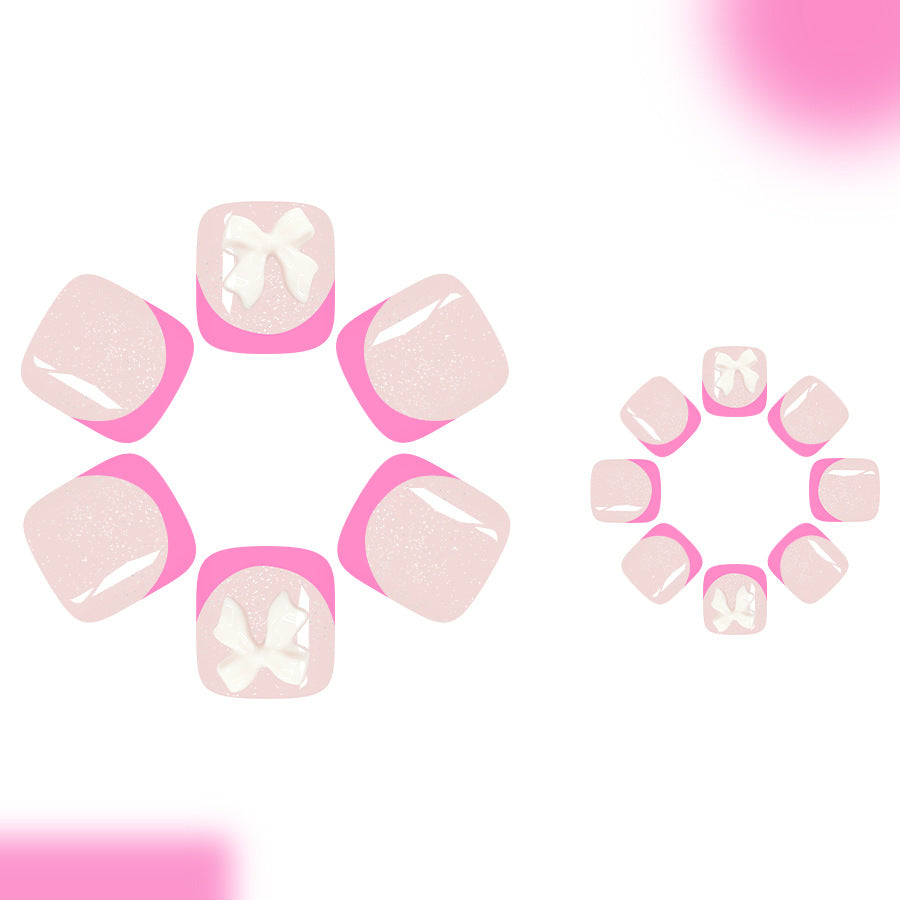No.645 Pink BowToenails Patch 24pcs/Set
