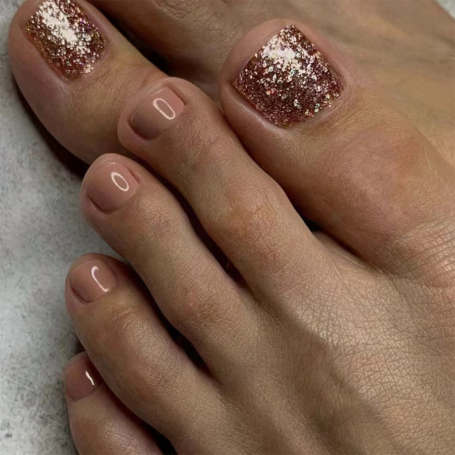 No.354 Gold Glitter Toenails Patch 24pcs/Set