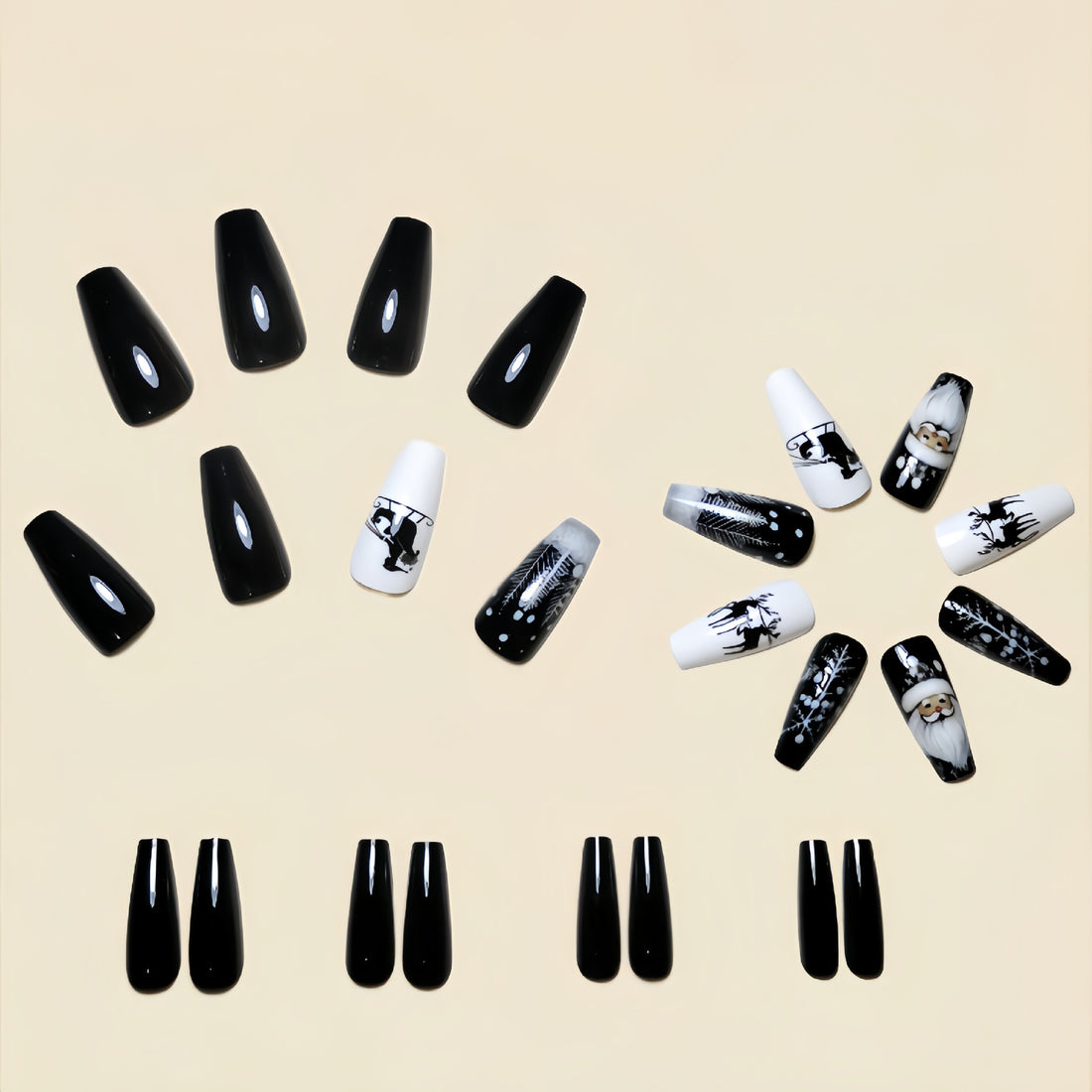 No.CM90 Christmas Black Fingernails Patch 24pcs/Set