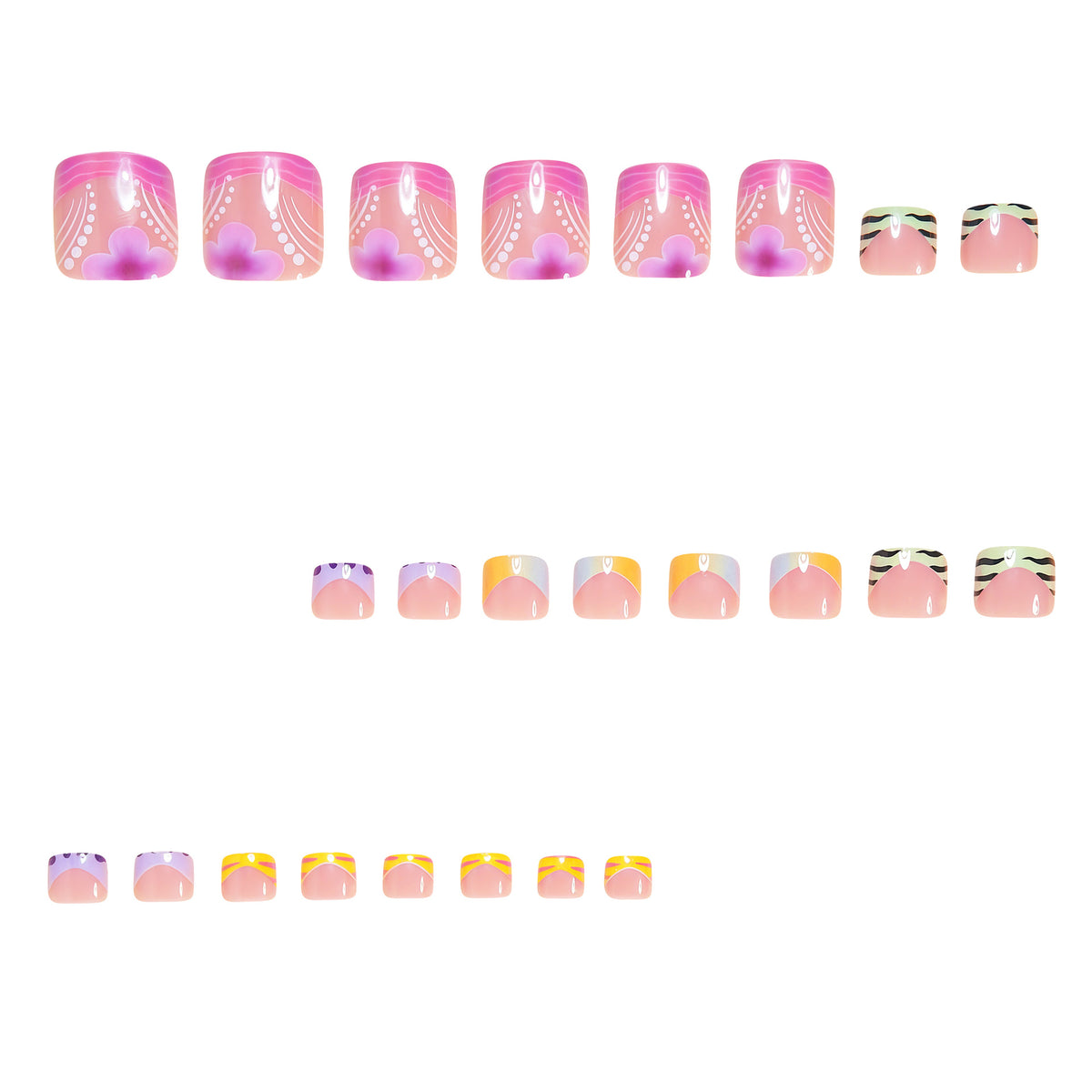 No.795 Colorful Flower Toenails Patch 24pcs/Set