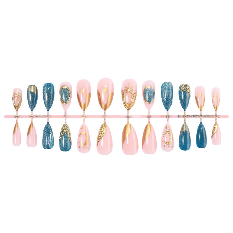 No.F567 Blue Cat's Eye Fingernails Patch 24pcs/Set