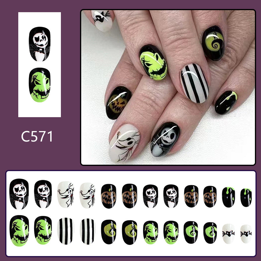 No.AW66 Halloween Skull Fingernails Patch 24pcs/Set