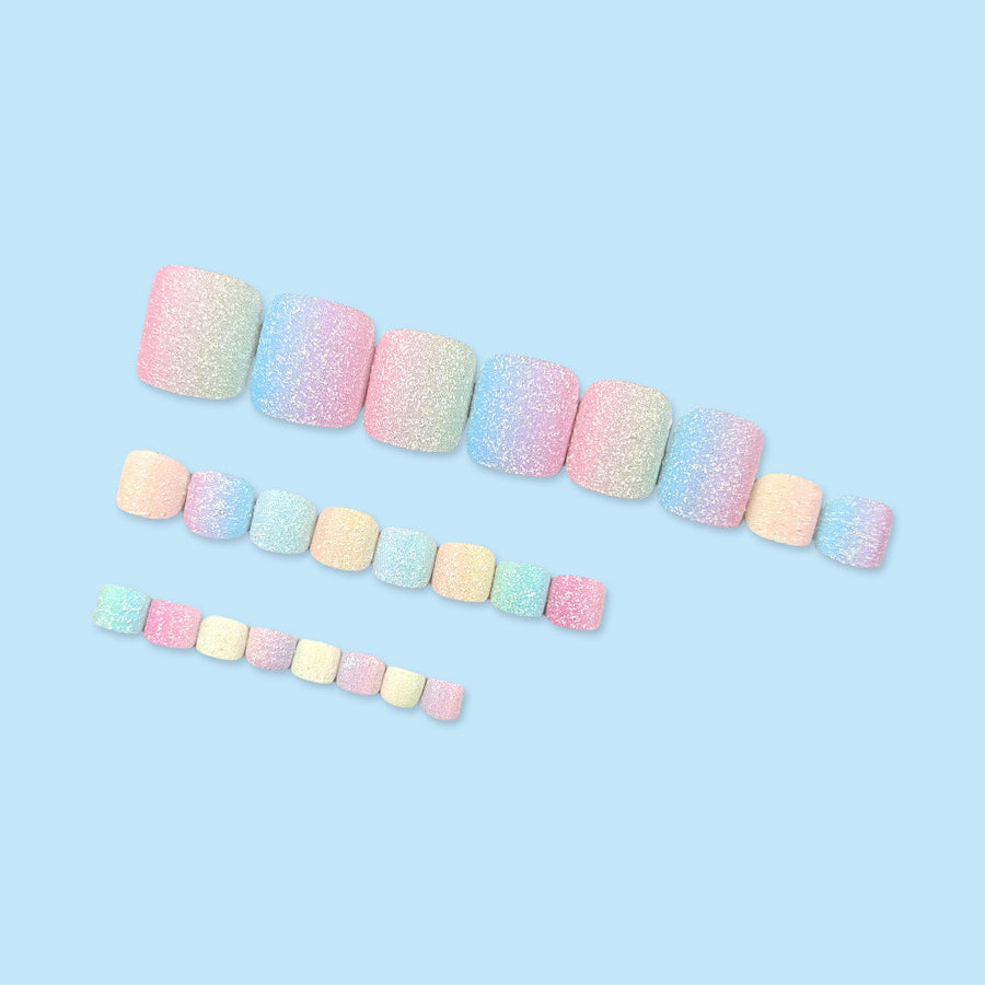 No.492 Rainbow Glitter Toenails Patch 24pcs/Set