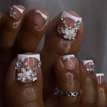No.626 Flower Pearls Toenails Patch 24pcs/Set