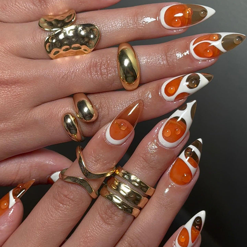 No.F665 Orange Fingernails Patch 24pcs/Set
