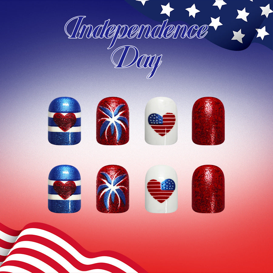 No.JNU25 Heart-shaped National Flag Fingernails Patch 24pcs/Set