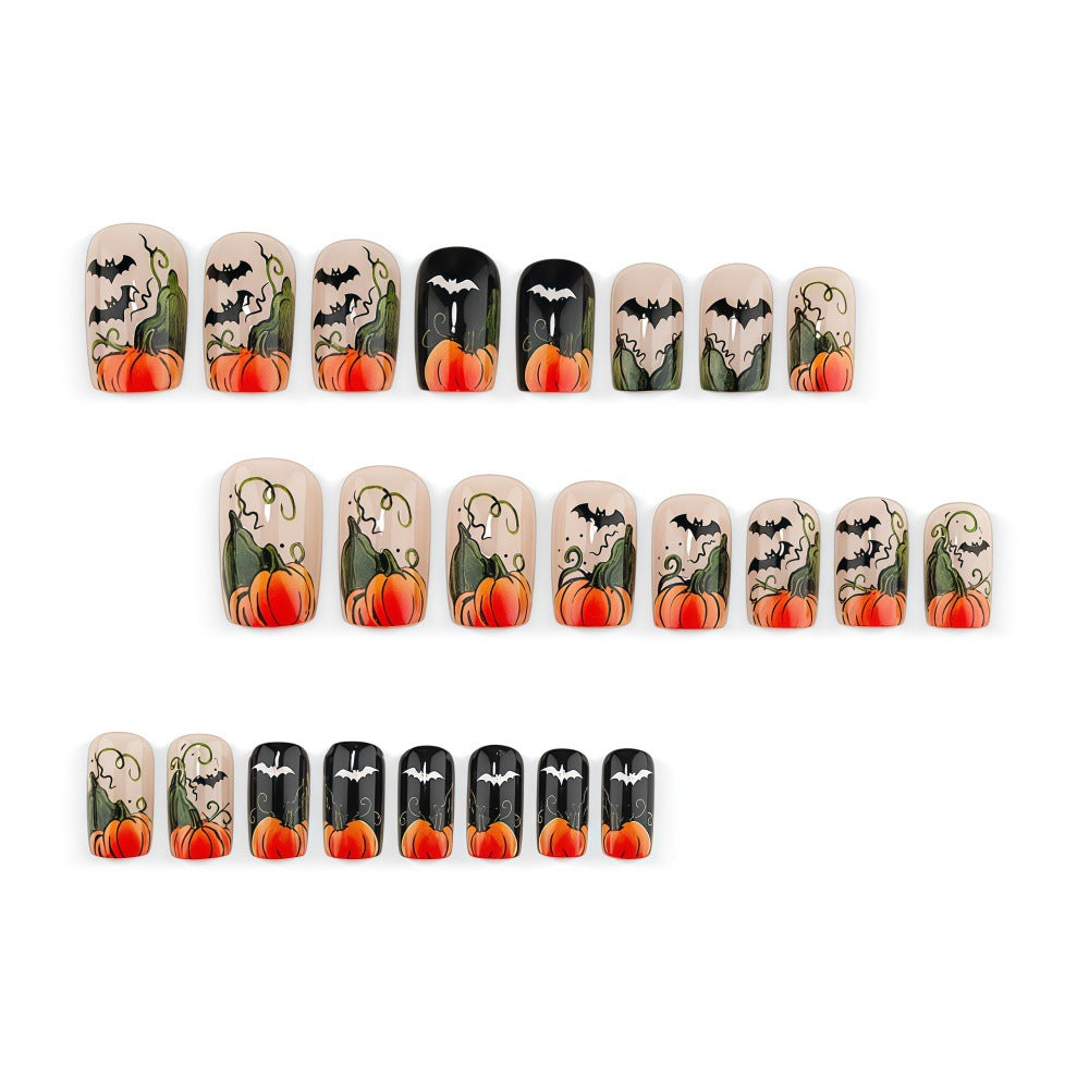 No.AW204 Halloween Pumpkin Dark Fingernails Patch 24pcs/Set