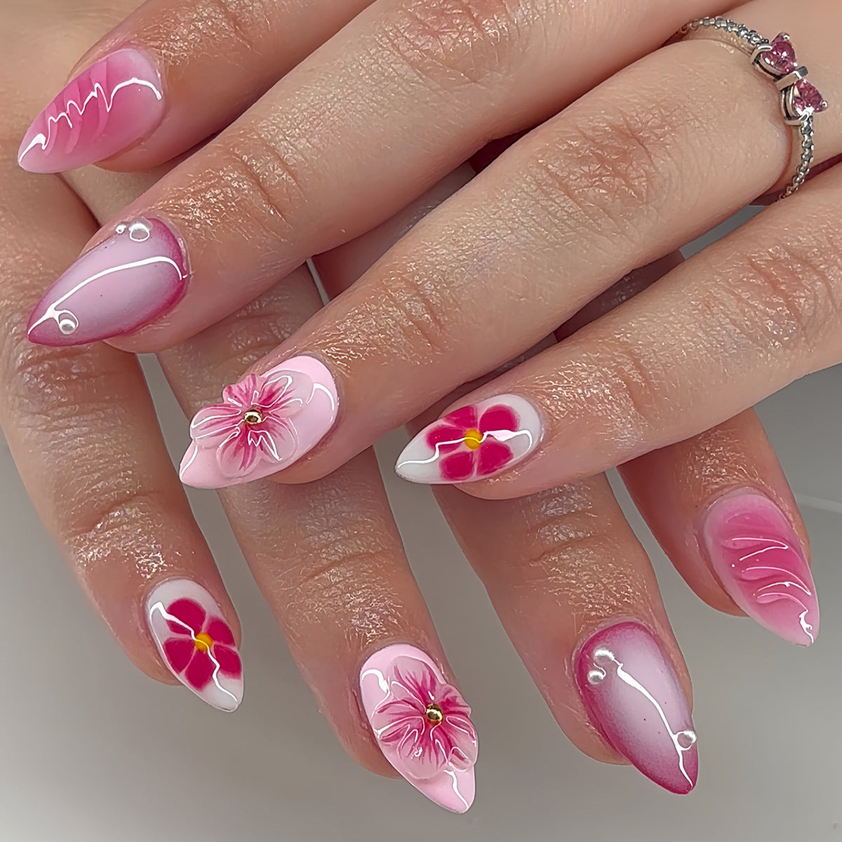No.F675 Flower Fingernails Patch 24pcs/Set