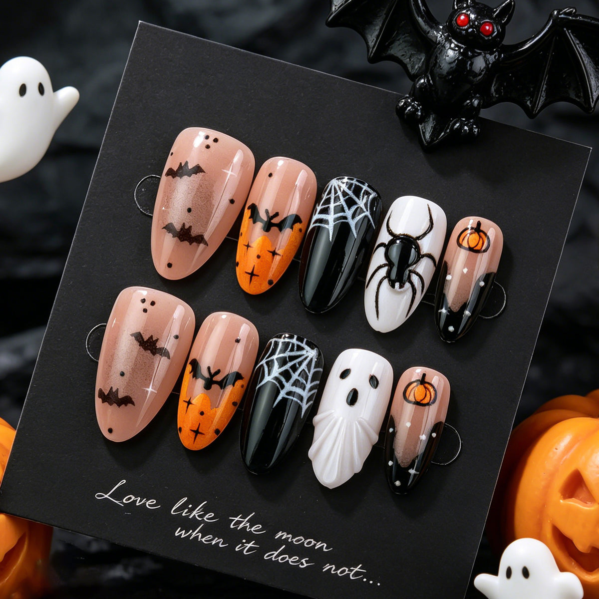 No.AW190 Halloween Bat Ghost Fingernails Patch 24pcs/Set