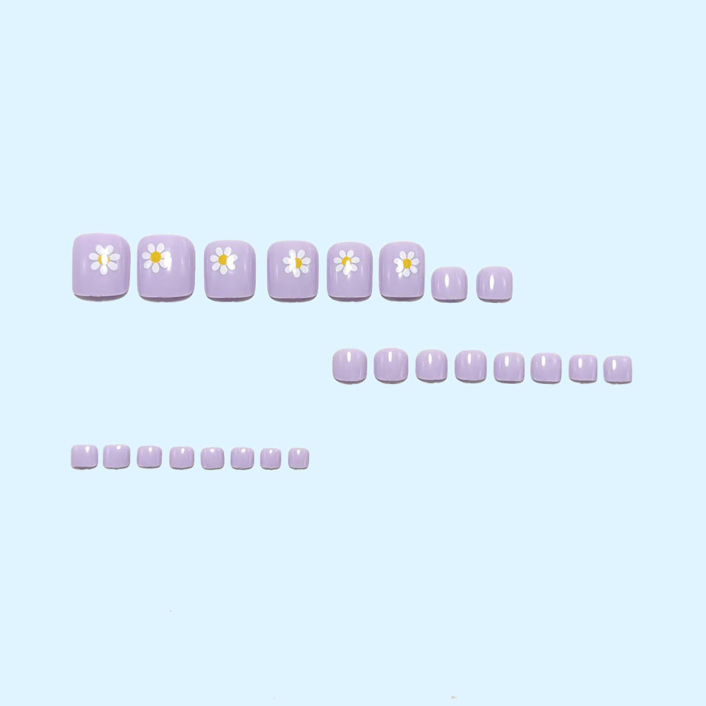 No.826 Taro Daisy Toenails Patch 24pcs/Set