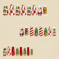 No.CM98 Christmas Candy Long Fingernails Patch 24pcs/Set