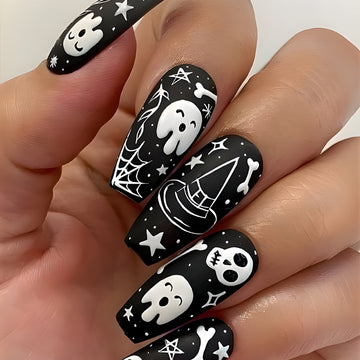 No.AW136 Halloween Ghost Skeleton Fingernails Patch 24pcs/Set