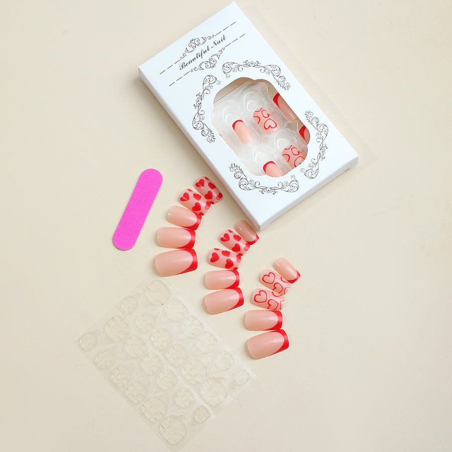 No.VN18 Red Love Fingernails Patch 24pcs/Set