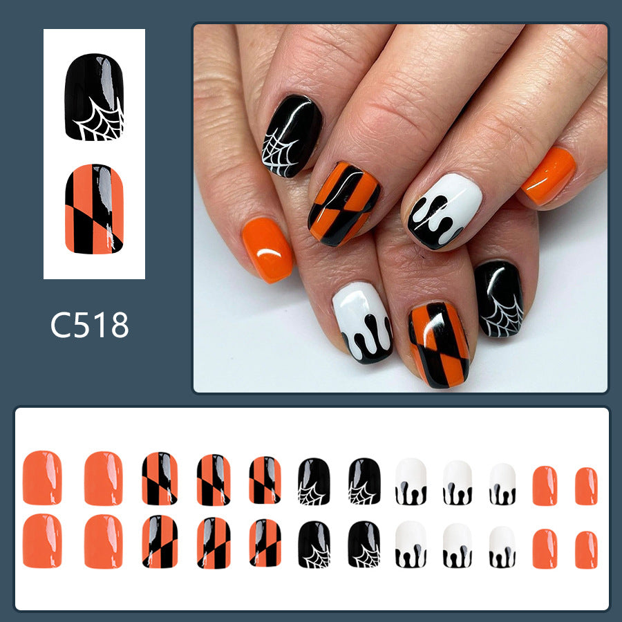 No.AW59 Halloween Orange Fingernails Patch 24pcs/Set