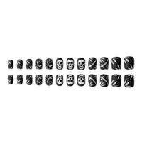 No.AW67 Halloween Skull Black&White Fingernails Patch 24pcs/Set