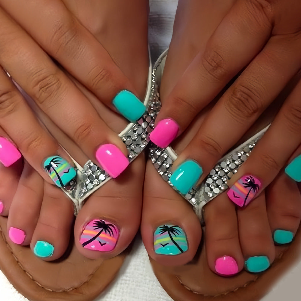 No.PSN68 Beach Coconut Trees Hand & Toe Pair Set-48pcs