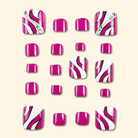 No.273 Ripple Rose Red Diamond Toenails Patch 24pcs/Set