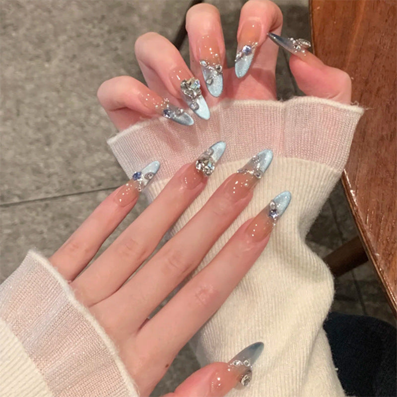 No.F456 Silver Cat's Eye Fingernails Patch 24pcs/Set