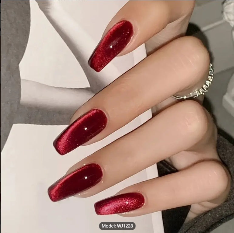 No.F795 Red Cat's Eye Fingernails Patch 24pcs/Set