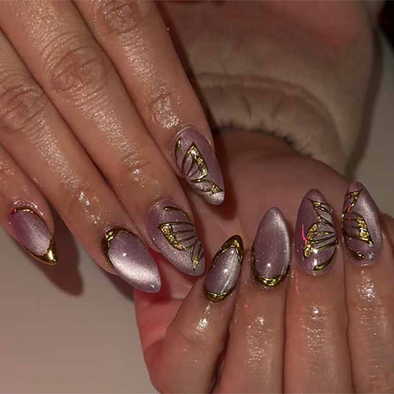 No.F538 Purple Cat's Eye Fingernails Patch 24pcs/Set