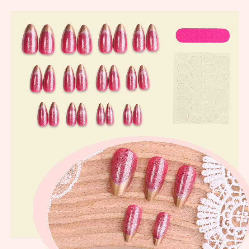 No.F571 Wine Red Cat's Eye Fingernails Patch 24pcs/Set