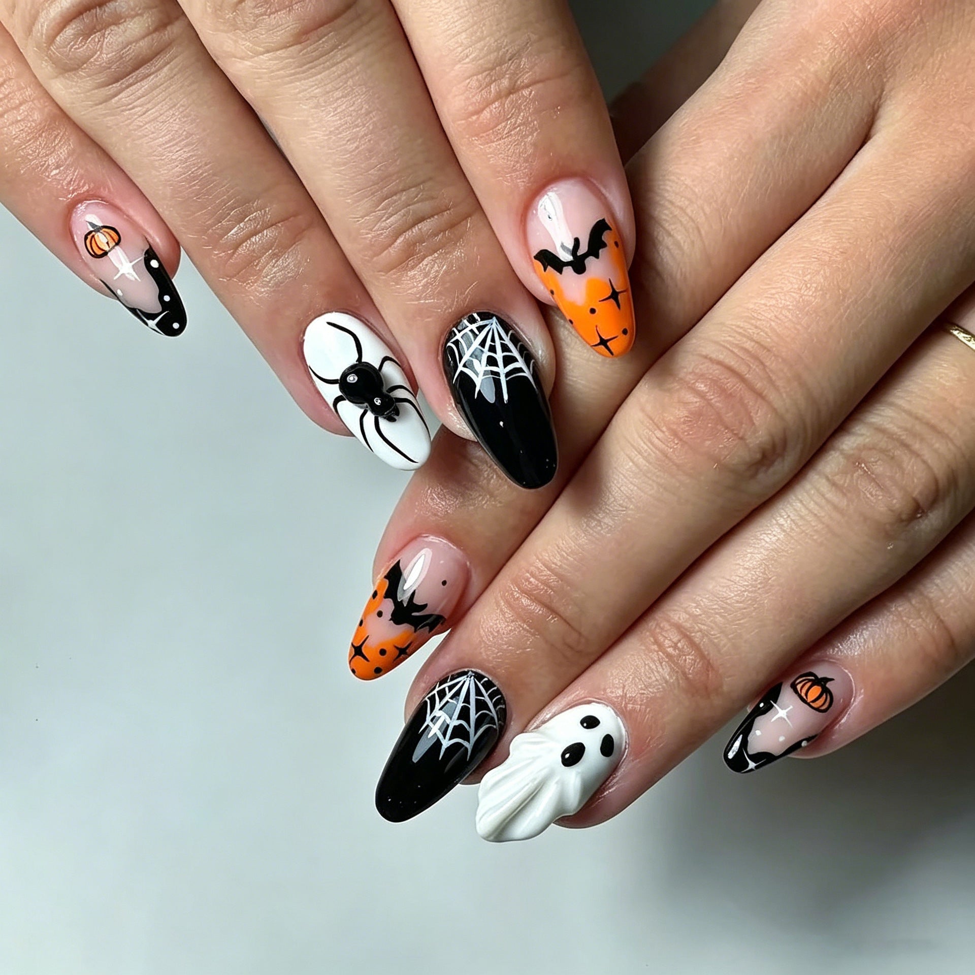 No.AW190 Halloween Bat Ghost Fingernails Patch 24pcs/Set