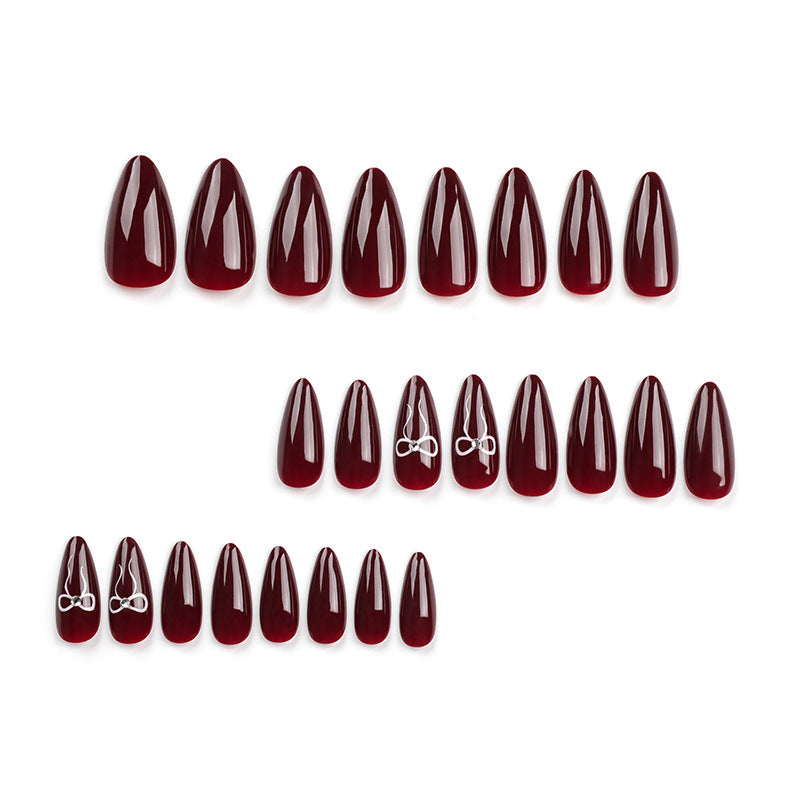 No.VN12 Red Bow Fingernails Patch 24pcs/Set