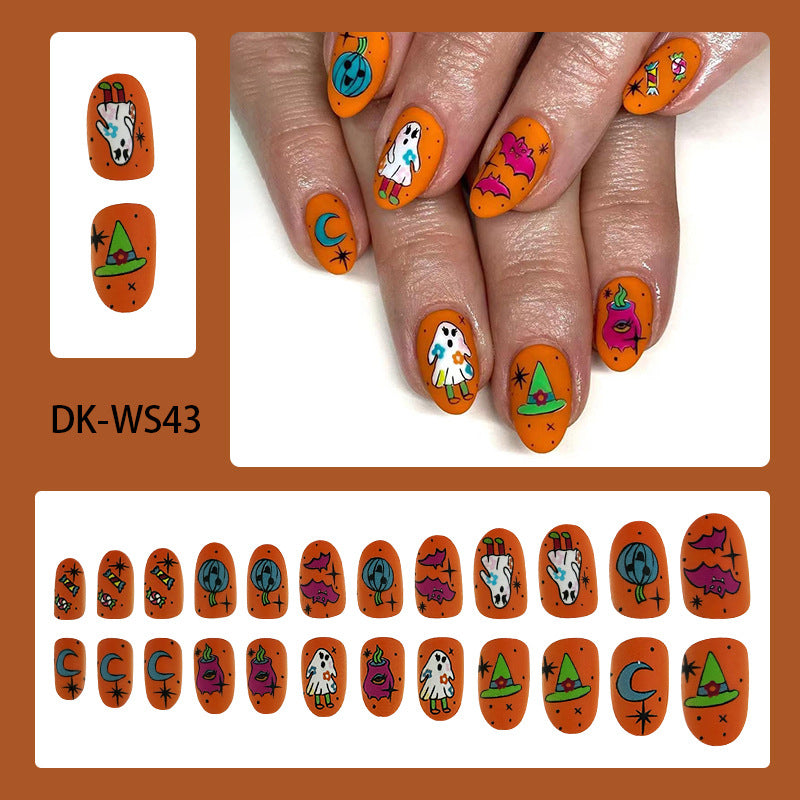 No.AW11 Halloween Orange Fingernails Patch 24pcs/Set