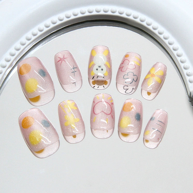No.F313 Love Cartoon Flowers Fingernails Patch 30pcs/Set