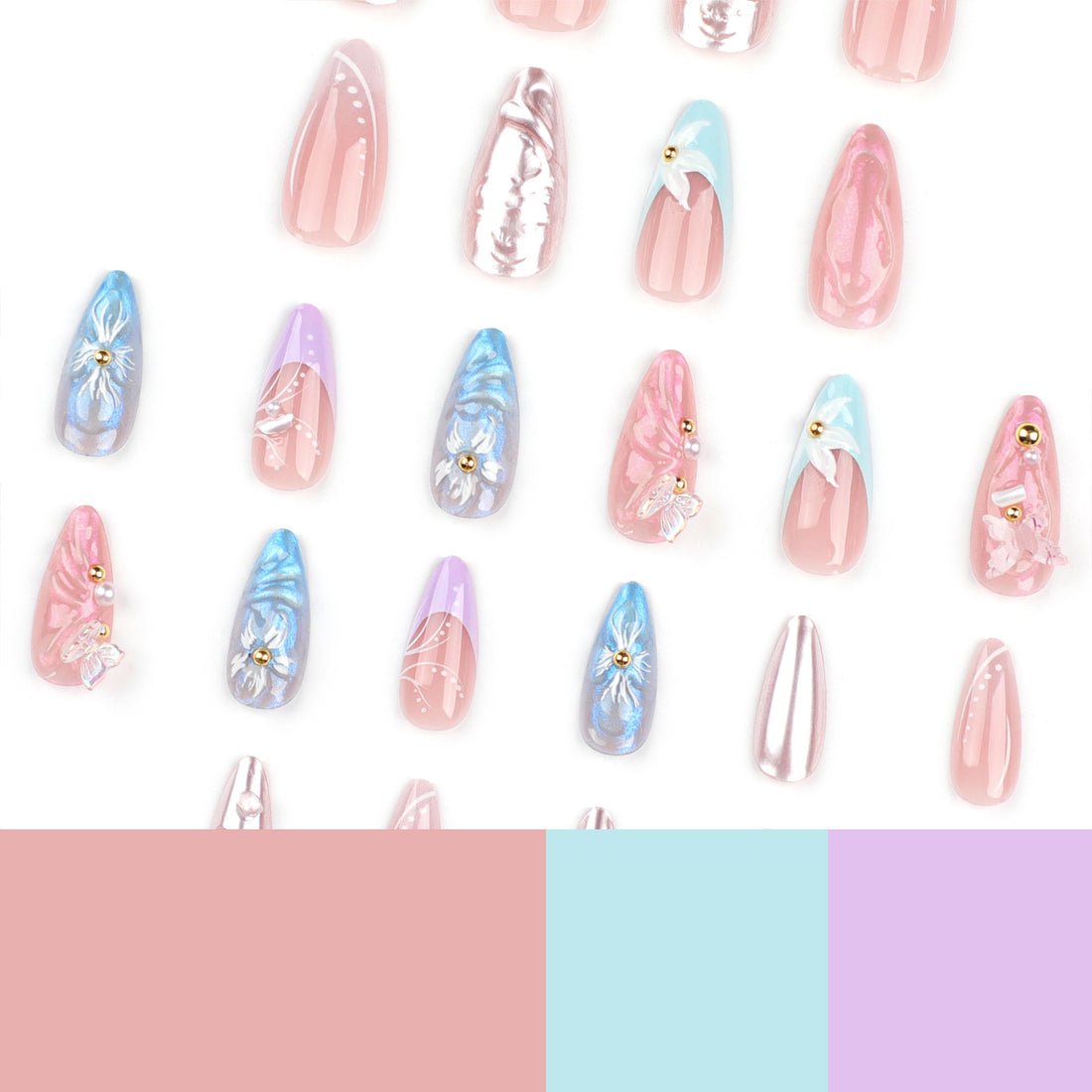 No.F505 Water Ripples Fingernails Patch 24pcs/Set