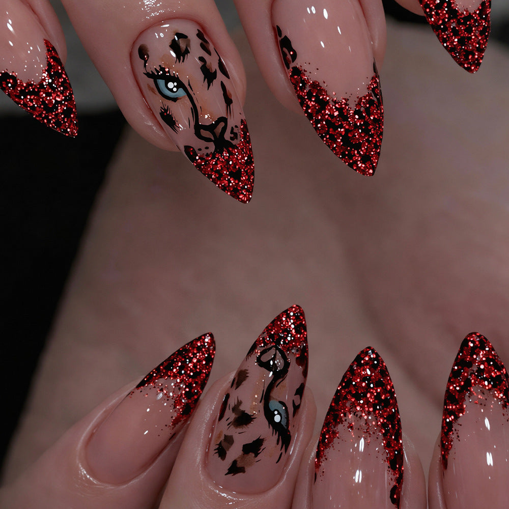 No.F776 Flashy Leopard Print Fingernails Patch 24pcs/Set