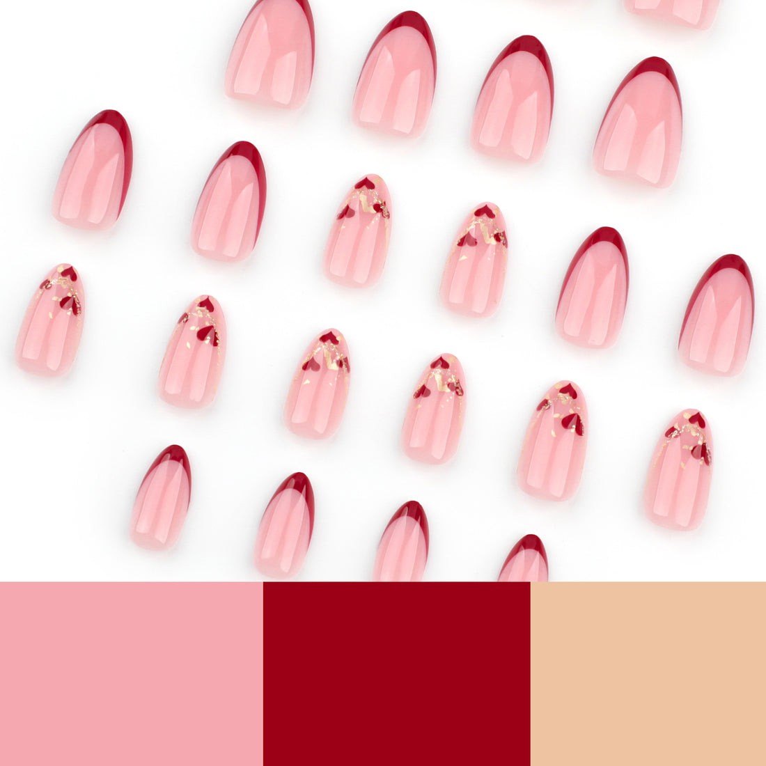 No.VN72 Valentine’s Love Glitter Press-On Nails Set (24 Pcs)