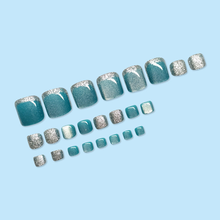 Sweet Cat Eye Blue Toenails 24pcs/Set