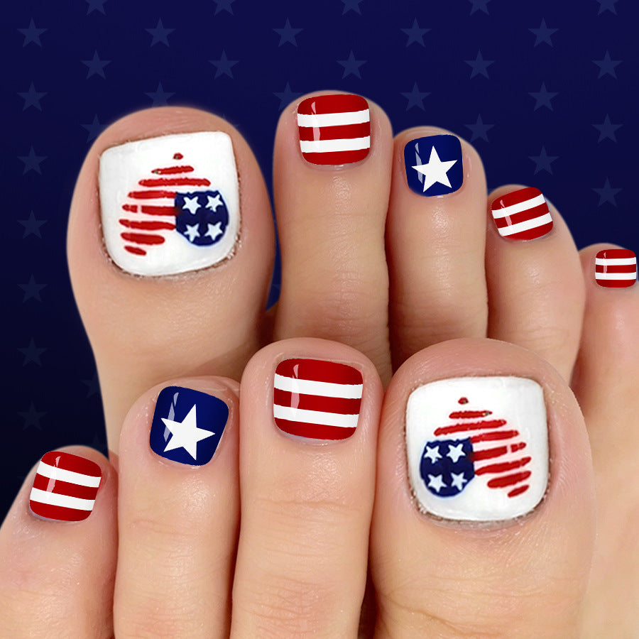No.JNU14 Heart-shaped Flag Toenails Patch 24pcs/Set