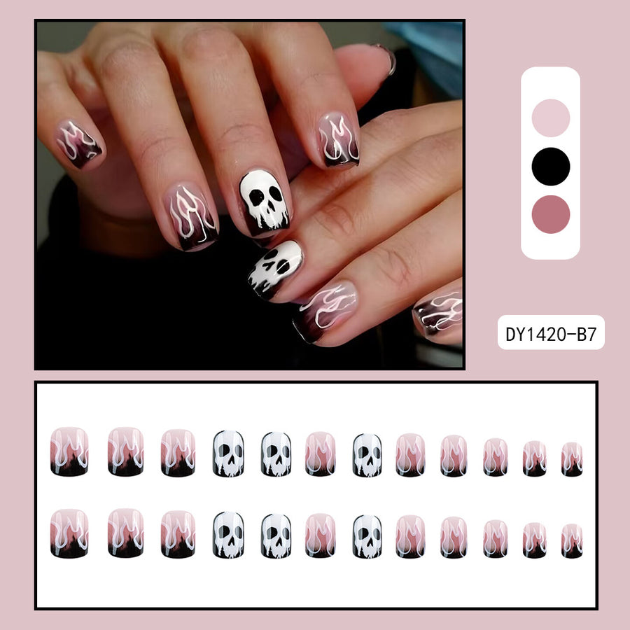 No.AW112 Halloween Flame Ghost Fingernails Patch 24pcs/Set