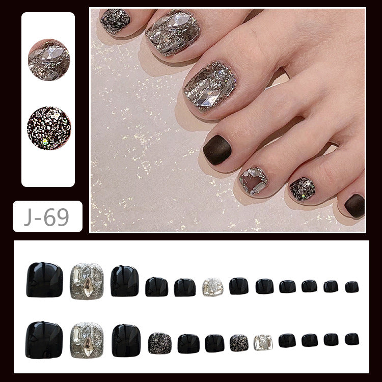 No.155 Flashing Rhinestones Toenails 24pcs/Set