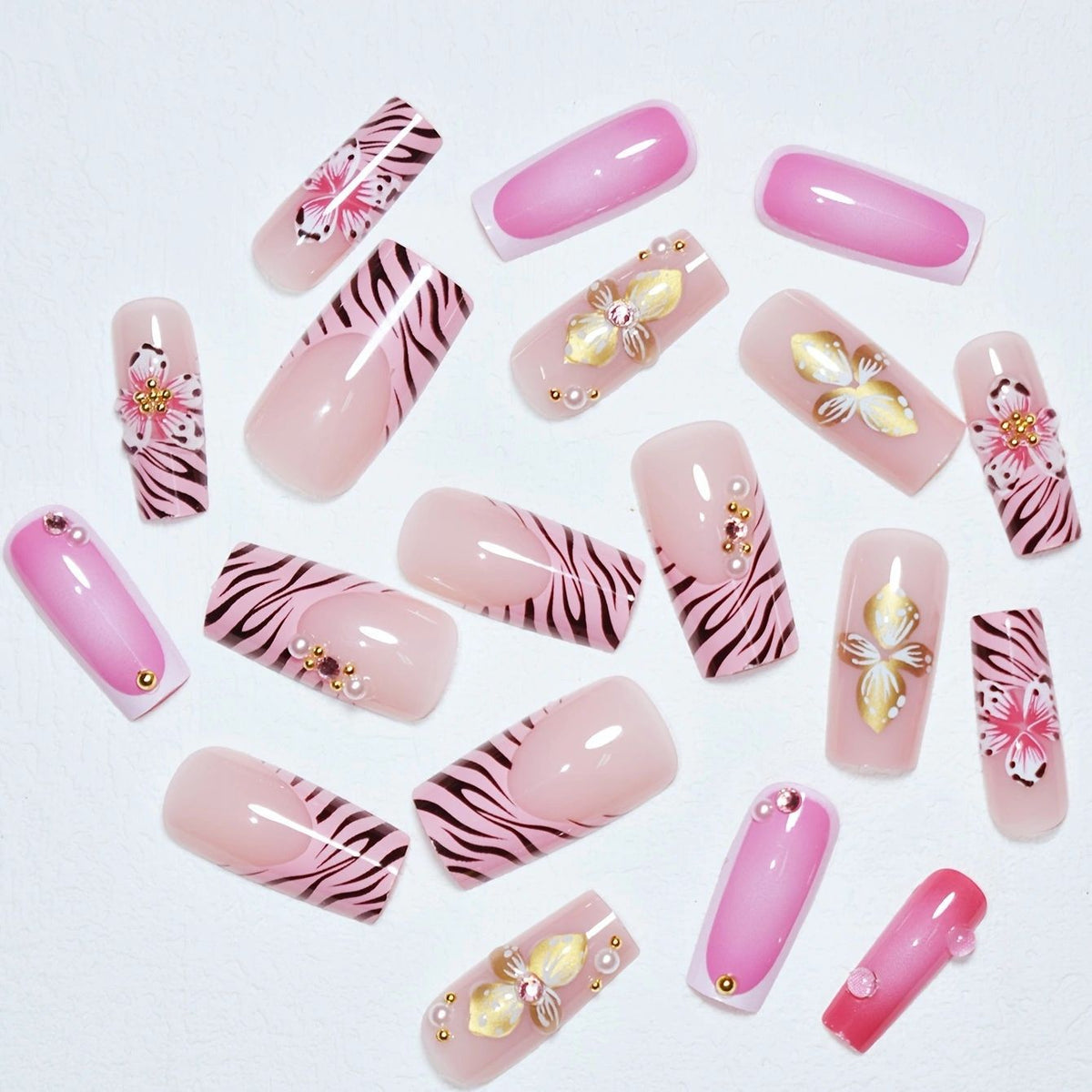 No.F683 Leopard Print Flowers Fingernails Patch 24pcs/Set