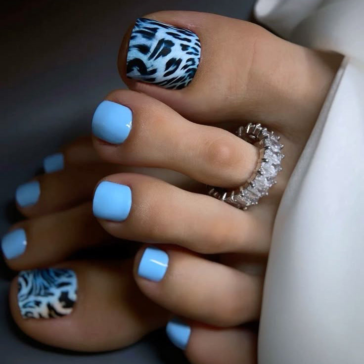 No.719 Blue Leopard Print Toenails Patch 24pcs/Set