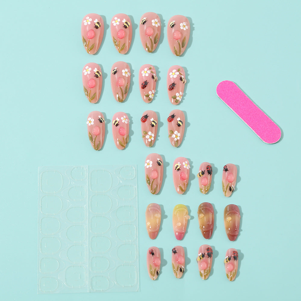No.F474 Flower Bee Fingernails Patch 24pcs/Set