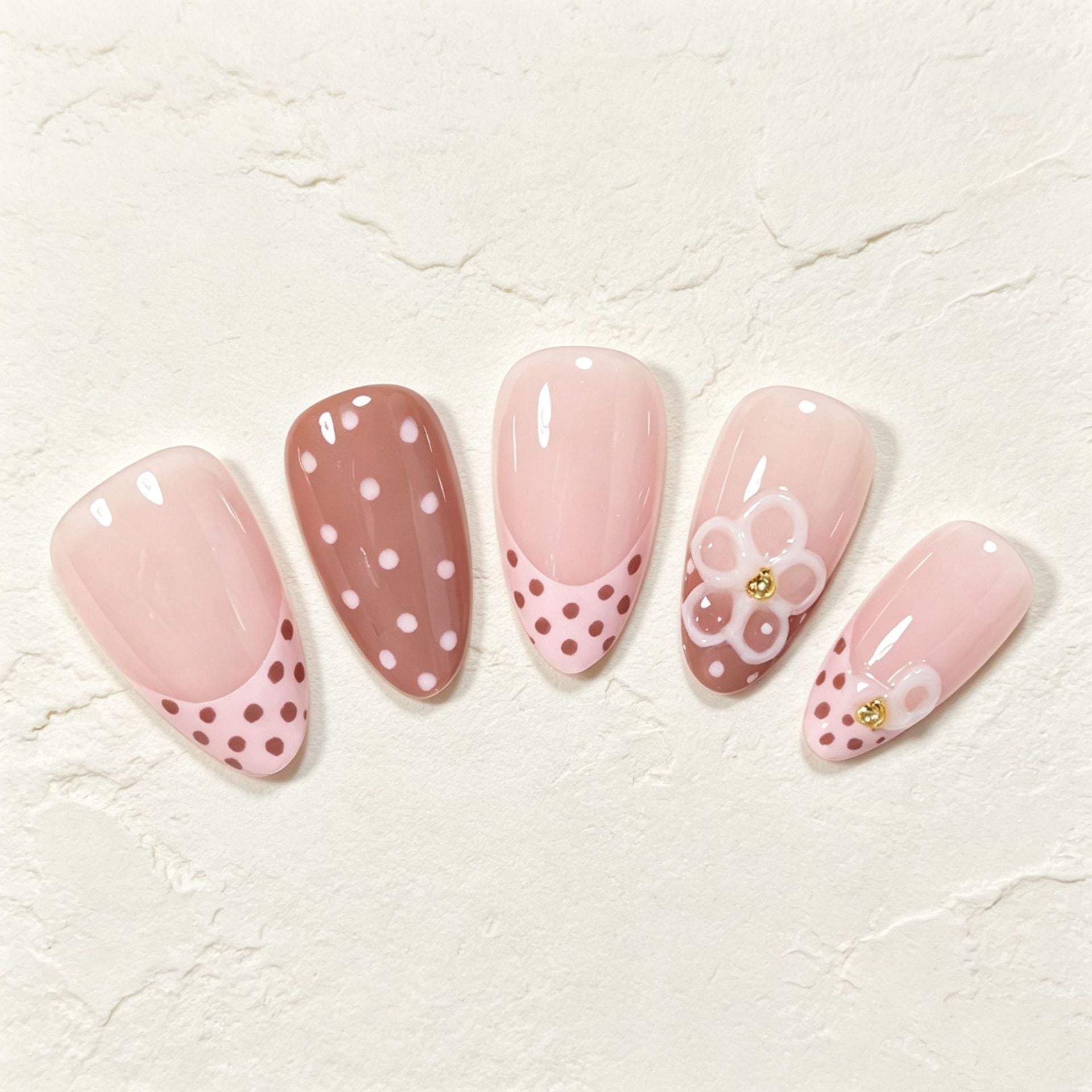 No.F746 White Polka Dots Fingernails Patch 24pcs/Set