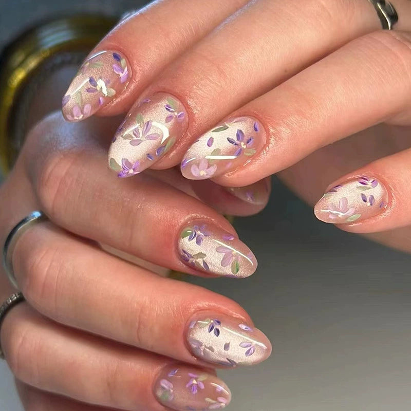 No.F307 Flower Cat's Eye Fingernails Patch 24pcs/Set