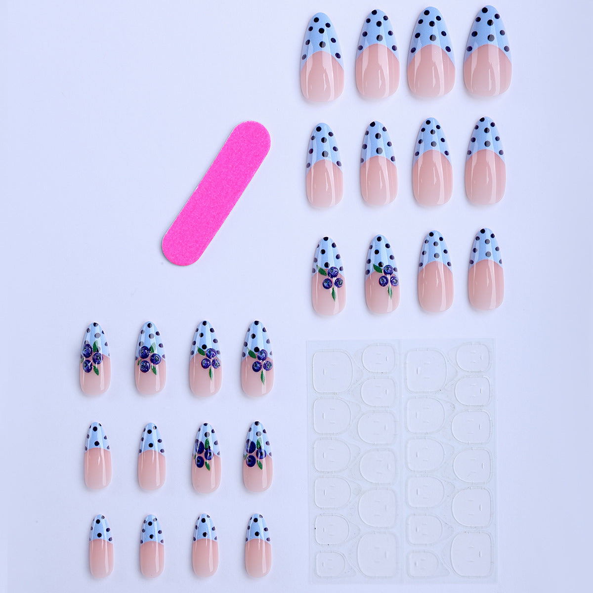 No.F653 Blueberry Dots Fingernails Patch 24pcs/Set