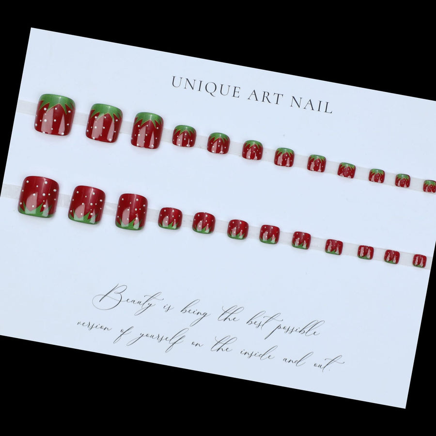 No.541 Strawberry Cat's Eye Toenails Patch 24pcs/Set