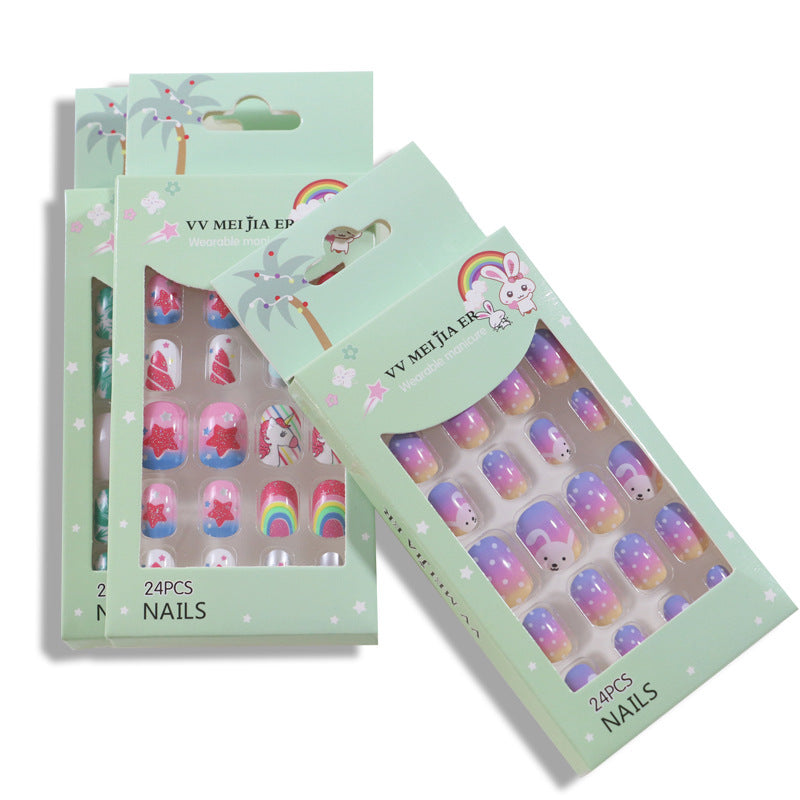 No.KD9 Cute Mini Kids Press on Fingernails 24pcs/Set