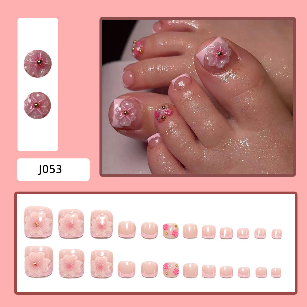 No.755 Pink Flowers Toenails Patch 24pcs/Set