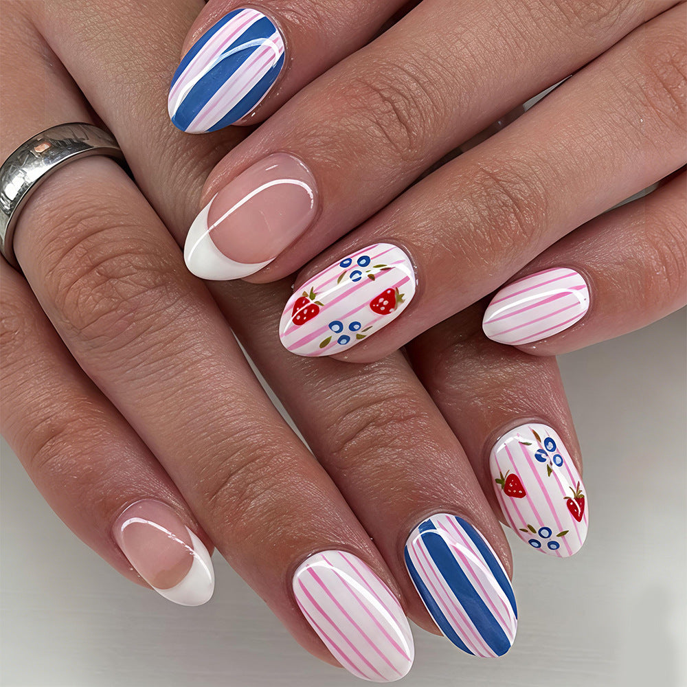No.F769 Stripes Fingernails Patch 24pcs/Set
